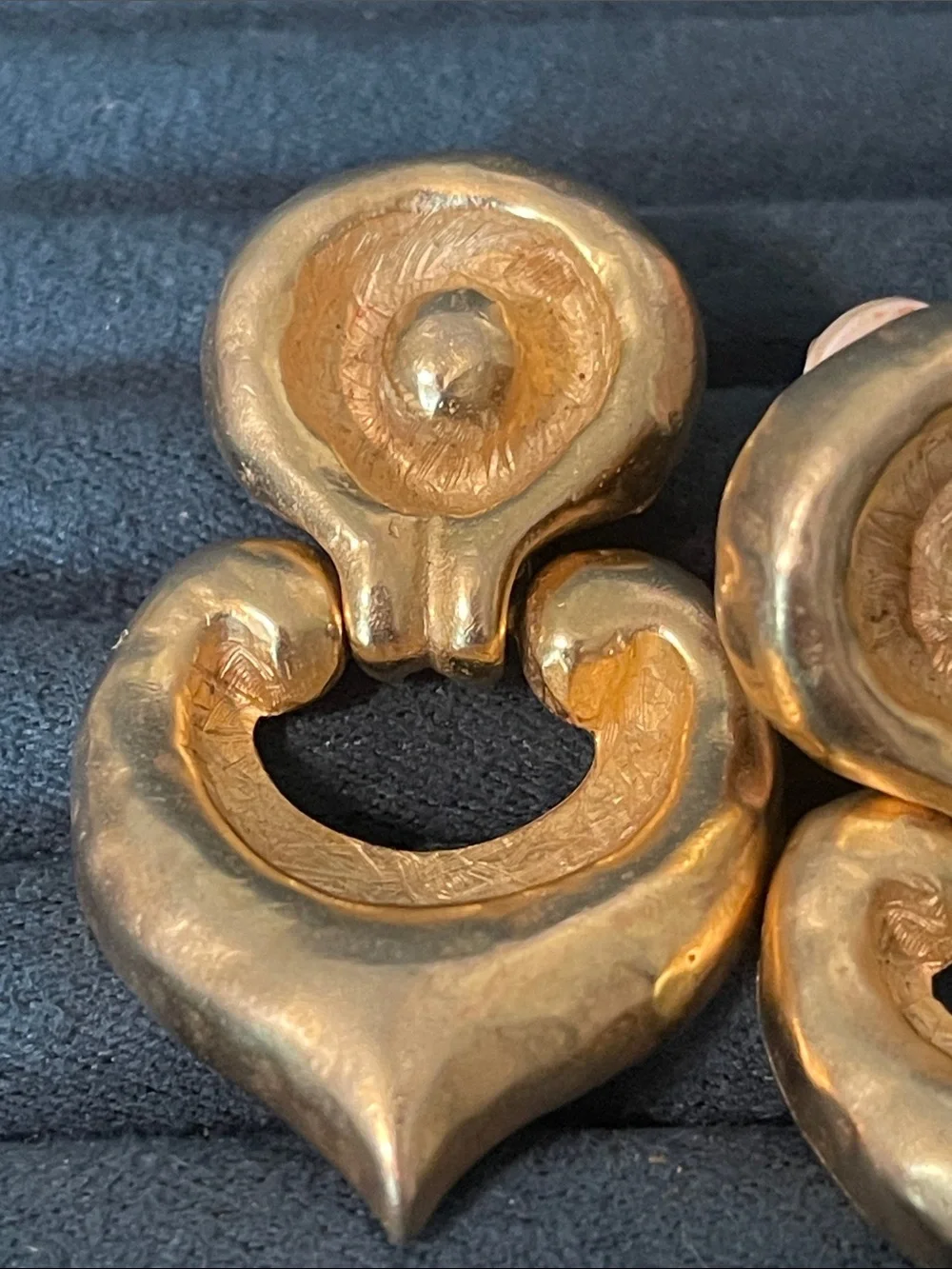 Vintage Anne Klein Runway Aesthetic Gold-Tone Door-Knocker Clip On Earrings